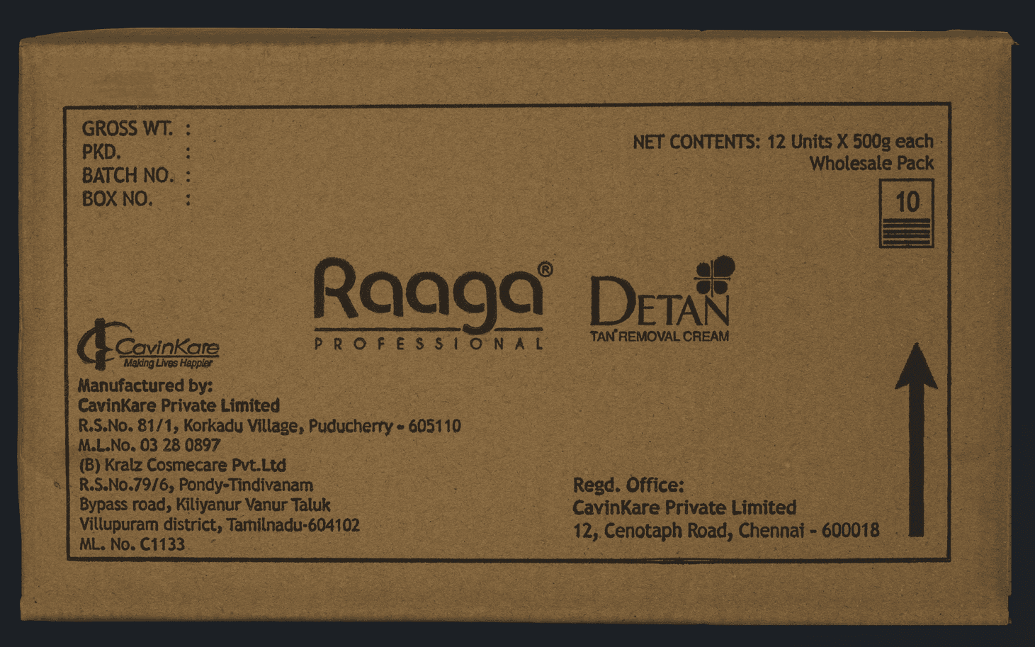 Raaga De-Tan Skin Care Carton